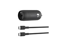 Belkin BoostCharge - Strömadapter för bil - 30 Watt - 3 A - Fast Charge, Strömmatning 3.1 (USB-C) - svart CCA004BT1MBK-B6