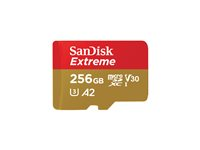 SanDisk Extreme - Flash-minneskort - 256 GB - A2 / Video Class V30 / UHS-I U3 / Class10 - mikroSDXC UHS-I SDSQXAV-256G-GN6GN