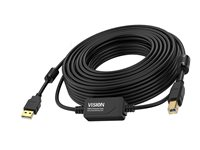 Vision - USB-kabel - USB (hane) till USB typ B (hane) - USB 2.0 - 10 m - aktiv booster (inmatningsledning) - svart TC 10MUSB+/BL/2