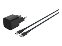 Belkin BoostCharge - Strömadapter - PPS-teknik - 25 Watt - PD 3.1/PPS, Fast Charge (USB-C) - på kabel: USB-C - med USB-C-kabel (1m) WCA012KQ1MBK-B6