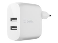 Belkin BoostCharge - Strömadapter - 24 Watt - QC 3.0 - 2 utdatakontakter (USB) - vit WCB002VFWH