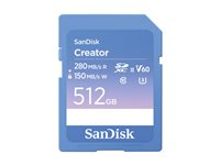 SanDisk Creator - Flash-minneskort - 512 GB - Video Class V60 / UHS-II U3 / Class10 - SDXC UHS-II SDSDXEP-512G-GNCIS