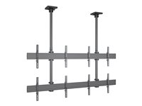Multibrackets M Ceiling Mount Pro MBC2X2U - Monteringssats (2 takplattor, 6 skenor, 4 stångklämmor, 8 fasta armar, 8 förlängningsrör (80 cm), 2 skydd för takplattor) - för 4 LCD-bildskärmar - aluminium, stål - svart - skärmstorlek: 40"-65" - takmonterbar 7350073733552