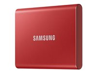 Samsung T7 MU-PC2T0R - SSD - krypterat - 2 TB - extern (portabel) - USB 3.2 Gen 2 (USB-C kontakt) - 256 bitars AES - röd-metallic MU-PC2T0R/WW