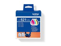 Brother LC521 Value Pack - 4-pack - svart, gul, cyan, magenta - original - hängande låda - bläckpatron - för Brother DCP-J1260W, DCP-J1310DW, DCP-J1313DW, DCP-J1460DW LC521VAL