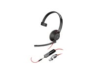 HP Poly Blackwire 5210 - Blackwire 5200 series - headset - på örat - kabelansluten - 3,5 mm kontakt, USB-C - svart - Certifierad för Microsoft-teams, Certifierad för Skype for Buisness, Cisco Jabber-certifierad, Avaya-certifierad, Works With Chromebook Certified, Zoomcertifierad, UC-certifierad 8X230AA