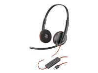 Poly Blackwire C3220 - Blackwire 3200 Series - headset - på örat - kabelansluten - USB-C - svart - Certifierad för Skype for Buisness, Avaya-certifierad, Cisco Jabber-certifierad 80S08A6