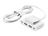 Belkin BoostCharge - Laddningsremsa - 4 utdatakontakter (2 x USB-C, 2 x USB) - vit BUZ001BT2MWHB7