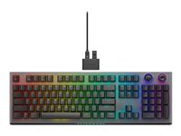 Alienware Tri-Mode AW920K - Tangentbord - AlienFX per tangent RGB / 16,8 miljoner färger - trådlös - 2.4 GHz, Bluetooth 5.1, USB - QWERTY - amerikansk - tangentbrytare: CHERRY MX Red - Dark Side of the Moon AW920K-G-WW