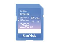SanDisk Creator - Flash-minneskort - 256 GB - Video Class V60 / UHS-II U3 / Class10 - SDXC UHS-II SDSDXEP-256G-GNCIS