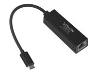 Vision TC-USBCETH/BL - Nätverksadapter - USB-C 3.1 - Gigabit Ethernet x 1 - svart TC-USBCETH/BL
